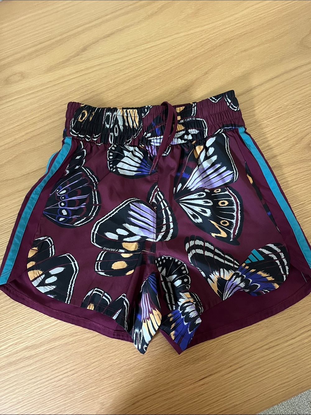 Adidas Farm Rio Butterfly Print Maroon Women's Athletic Shorts small